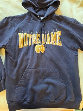 University of Notre Dame Champions Navy & Gold Hoodie Size Large Unisex